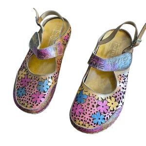 L'ARTISTE Women's Floral Leather Mary Janes Shoes - Multicolor 41